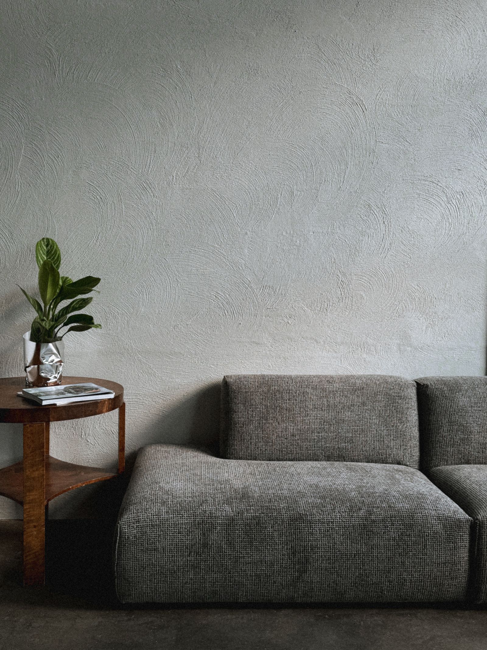 Feature accent wall with soft lighting